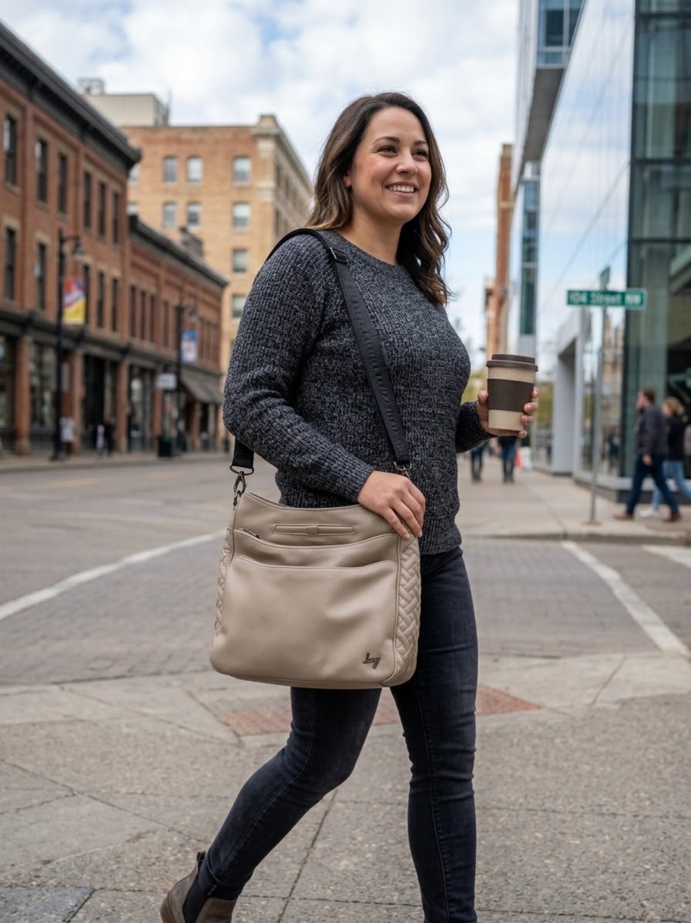 LUG Cable Car Vegan Sand Taupe Tan Crossbody Shoulder Bag